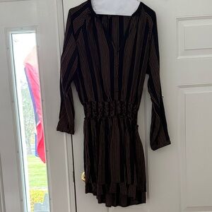 Rails Black and Brown Striped Dress
